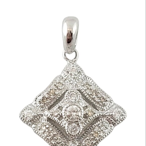 Vintage 14K White Gold Diamond Kite Shape Pendant #14983 - Picture 2 of 9